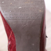 Y2K Cherry Red Leather High Heel Button Boots (8.5)