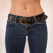 Y2K Black Studded Cutout Belt (M)