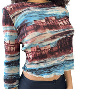 Vintage Italian Cityscape Mesh Long Sleeves (M)