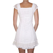 Y2K BETSEY JOHNSON White Lace Milkmaid Dress (XS)