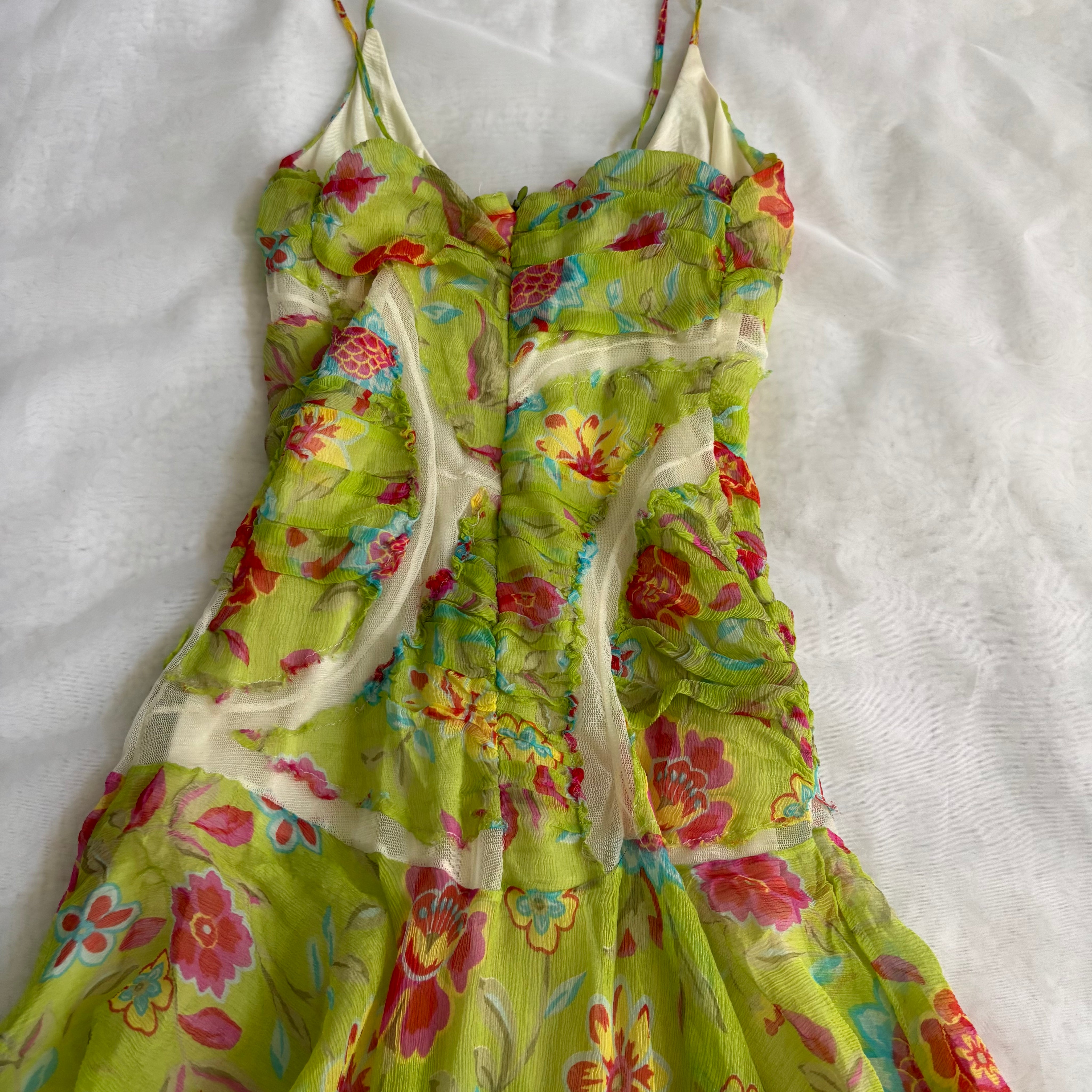 Italian Silk Floral Patchwork Dress (XS/S)