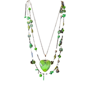 Green flower heart choker