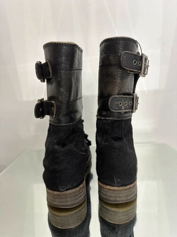 Vintage AllSaints Buckle Ponyhair Leather Ankle Boots (UK 5 US 7 EU 38)
