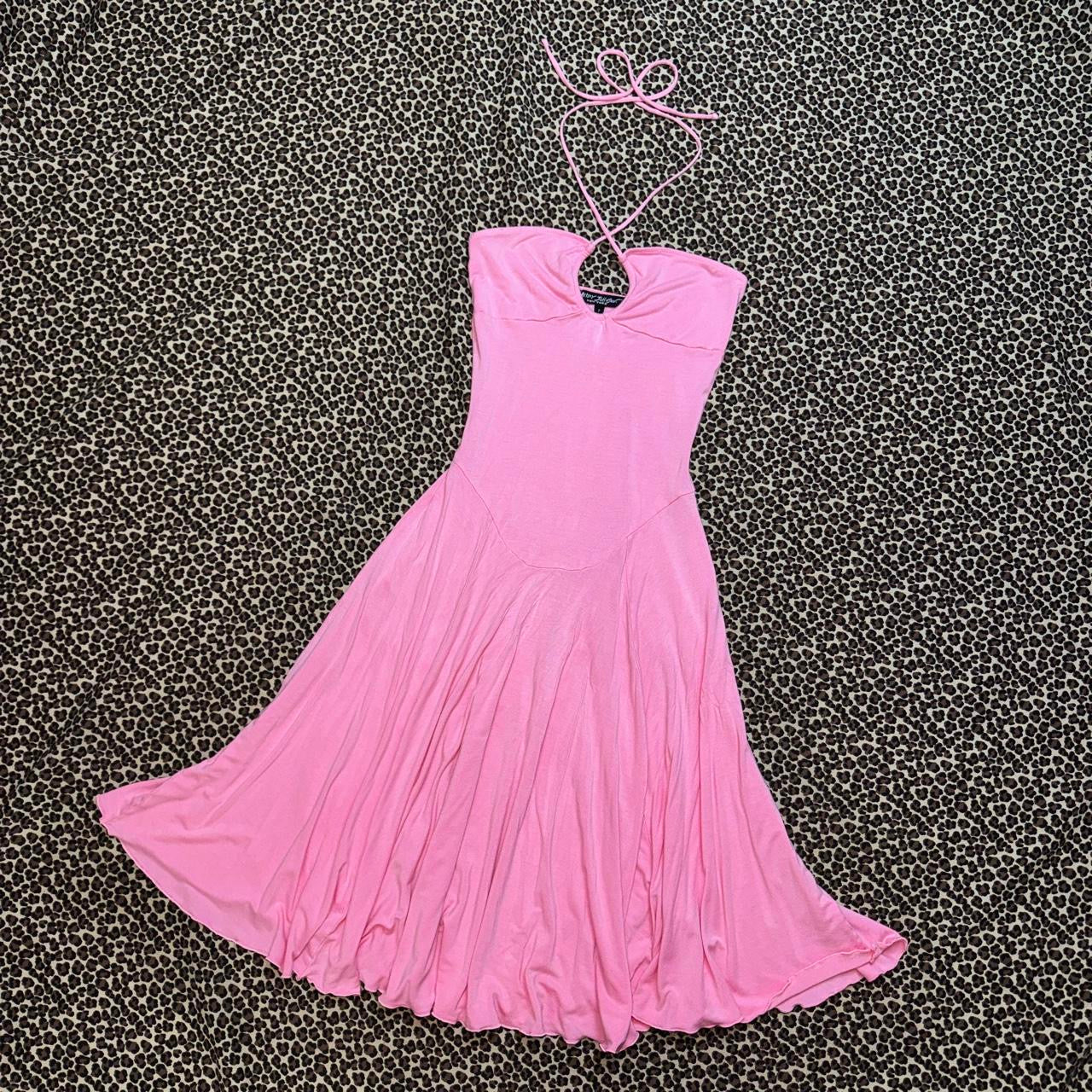 Betsey Johnson New York Vintage Pink Halter Neck Midi Dress (S)