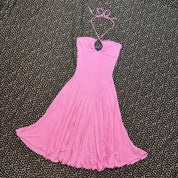Betsey Johnson New York Vintage Pink Halter Neck Midi Dress (S)