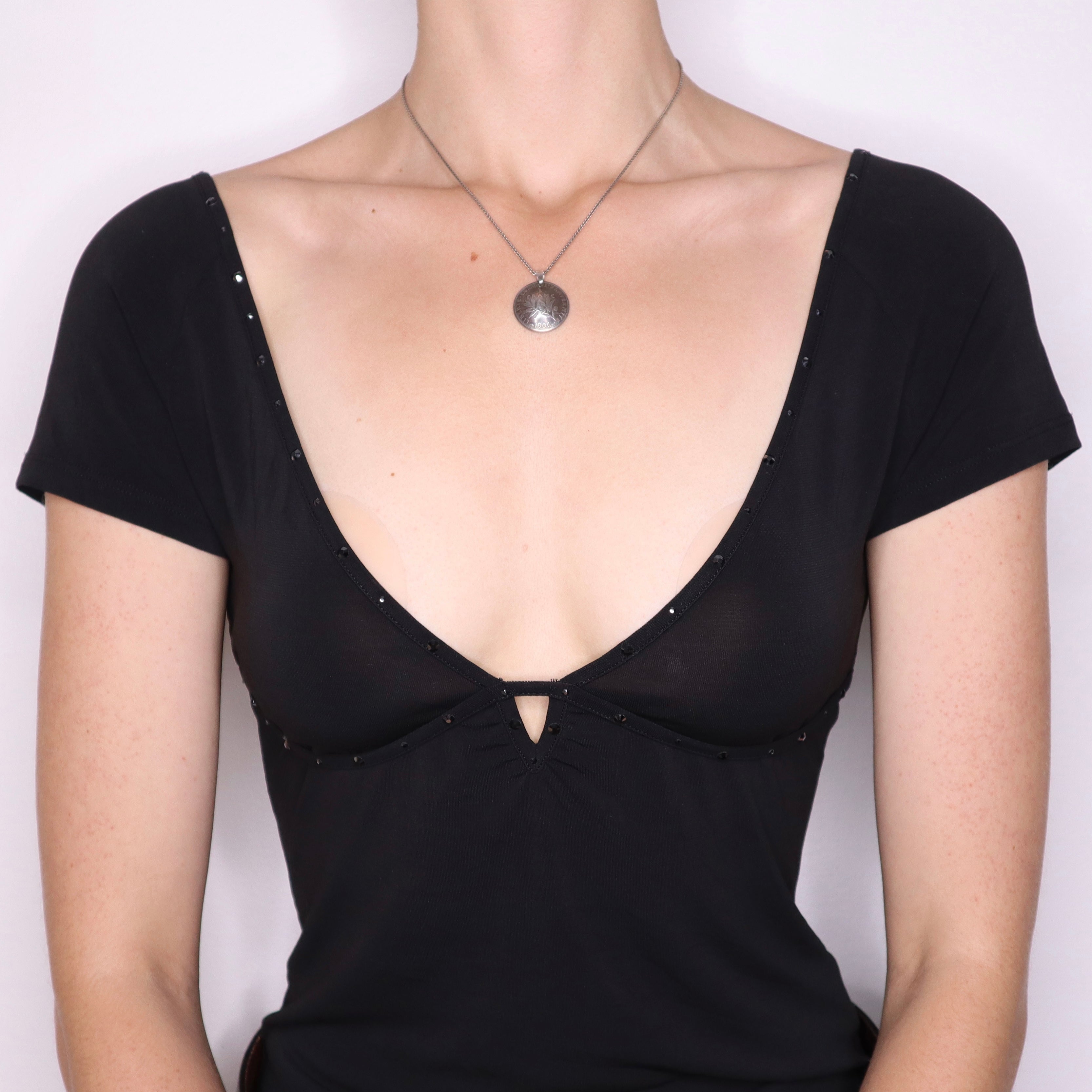 Y2K BLUMARINE Black Bejeweled Blouse (M/L)