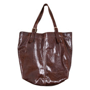 Y2K Large Brown Leather Tote Bag