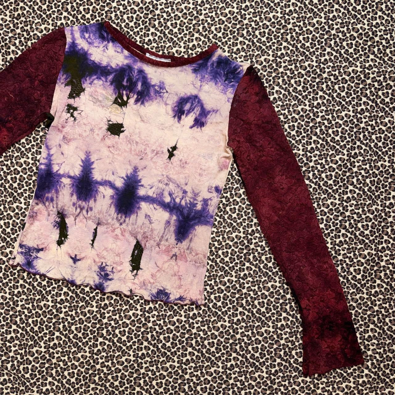 French Y2K Tie Dye Lace Patchwork Long Sleeve (S)