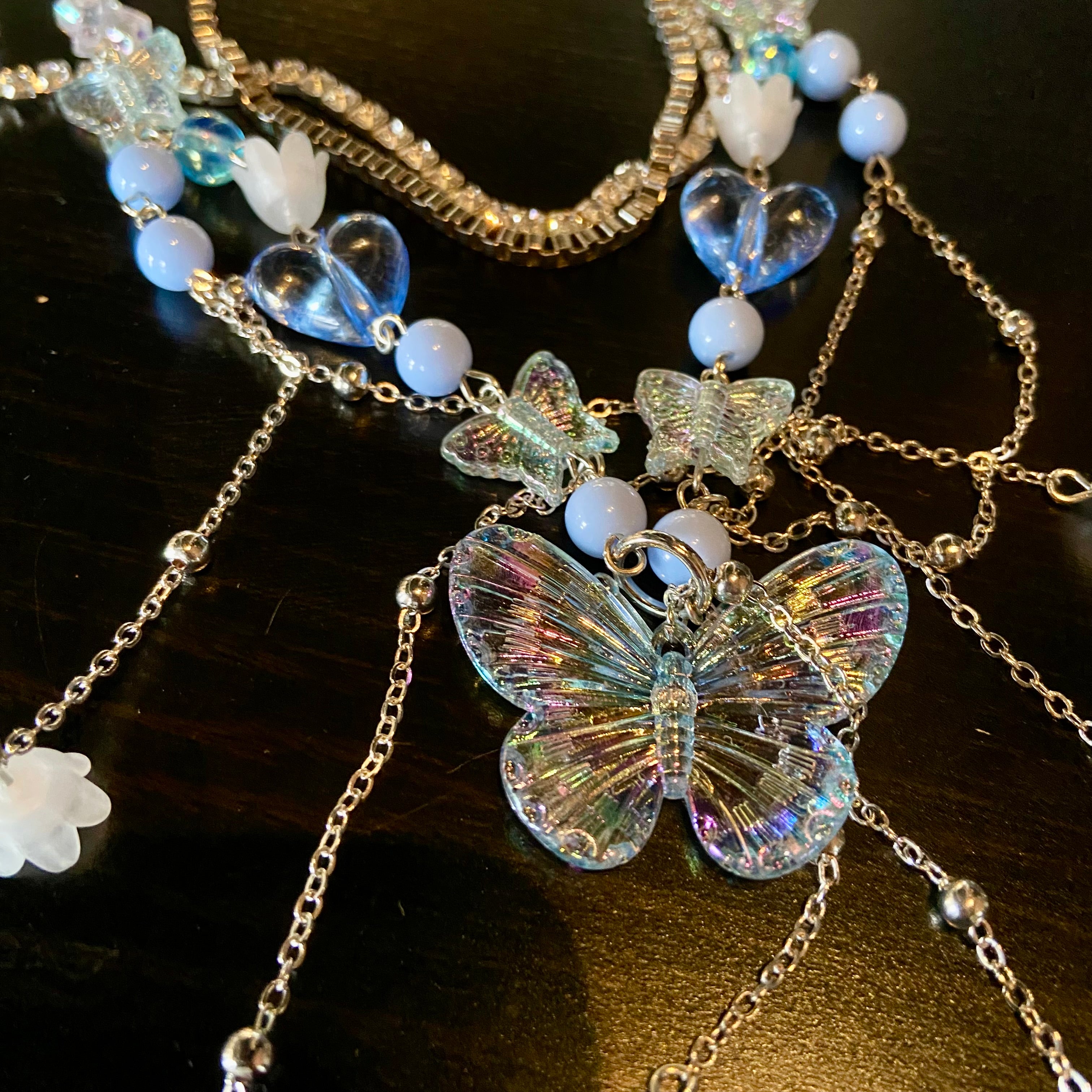 Butterfly and little hearts choker
