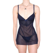 Y2K Italian Navy Lingerie Slip (XS/S)