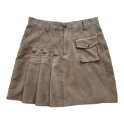 Pleated Faux Suede Miniskirt (XS)