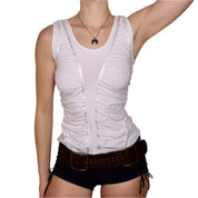 Y2K White Ruched Tank Top (M)