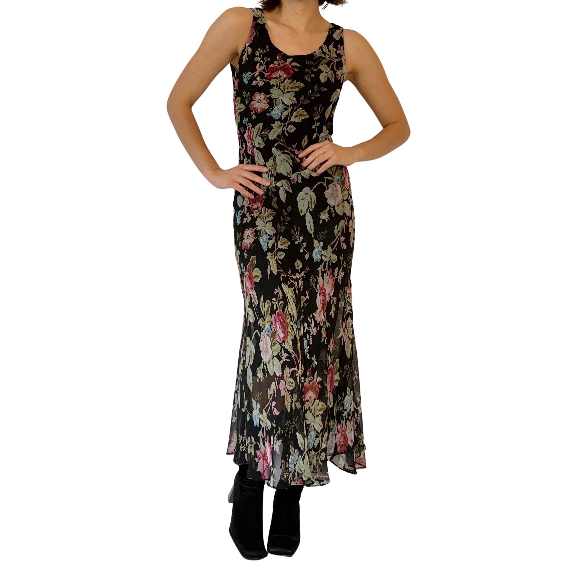 90s Floral Maxi Dress (S)