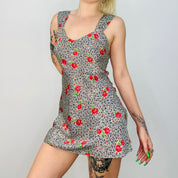 Vintage Floral Satin Minidress (Small)