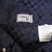 VERSACE 90s Navy High Waisted Pants (XS)