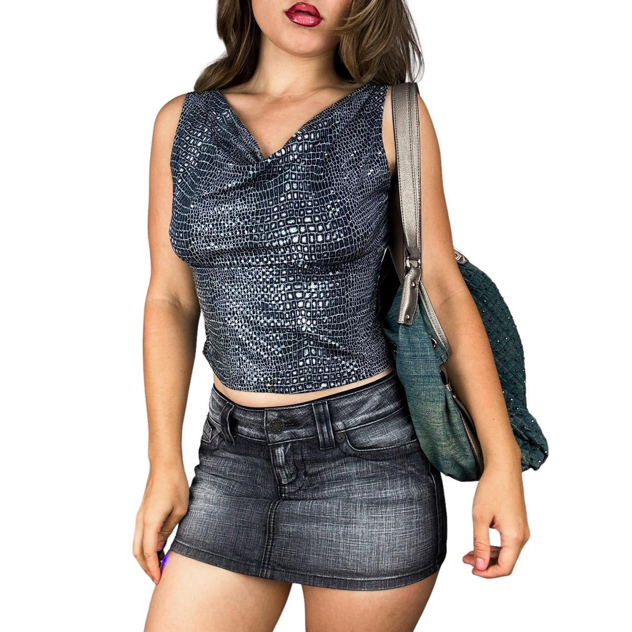 90s Snakeskin Cowl Neck Top (L)