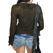 Vintage Boho Whimsygoth Tie Front Top (XS/S)