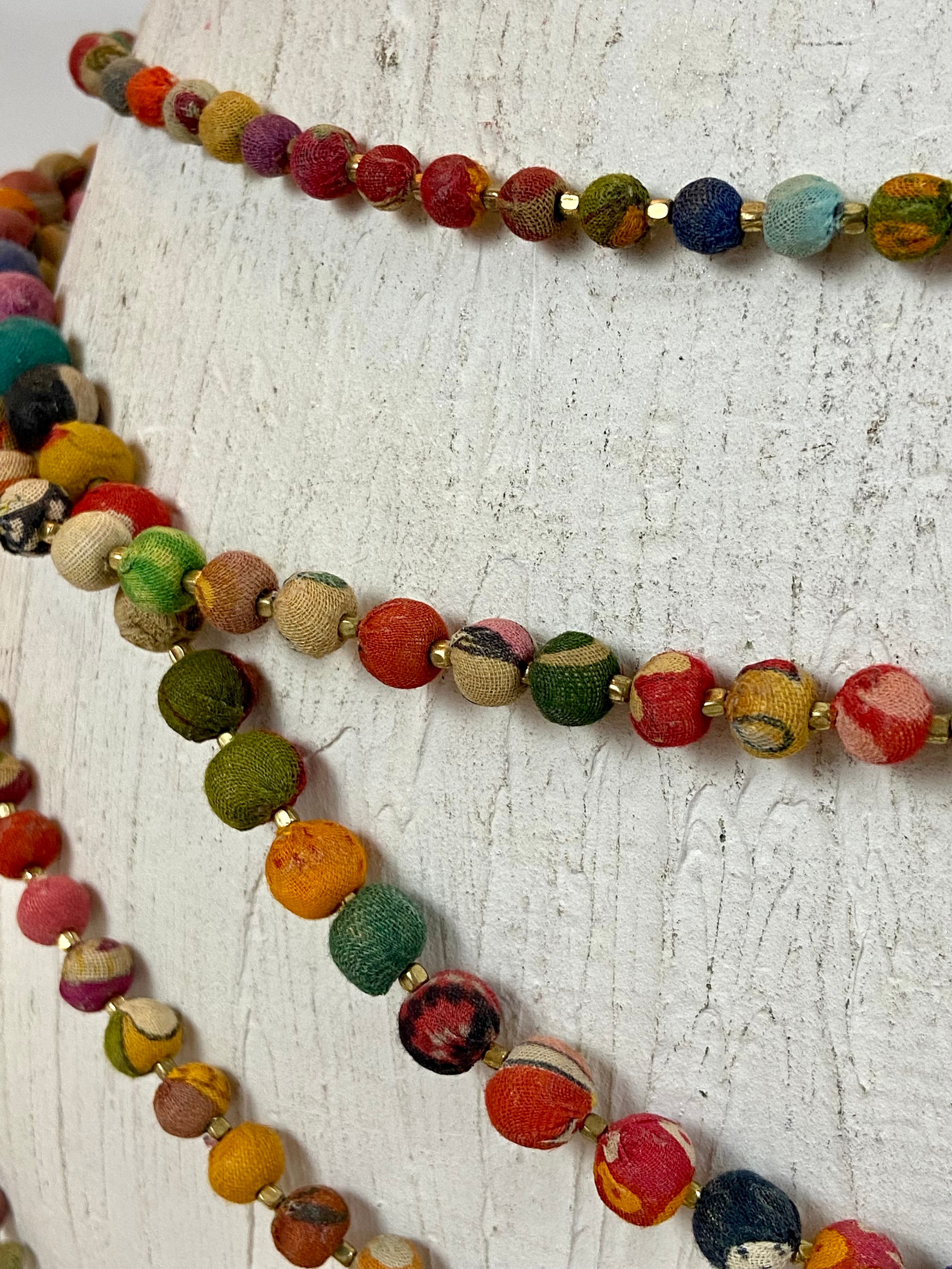 Boho fabric beads layered belt