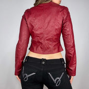2000s Cherry Leather Moto Jacket (S)