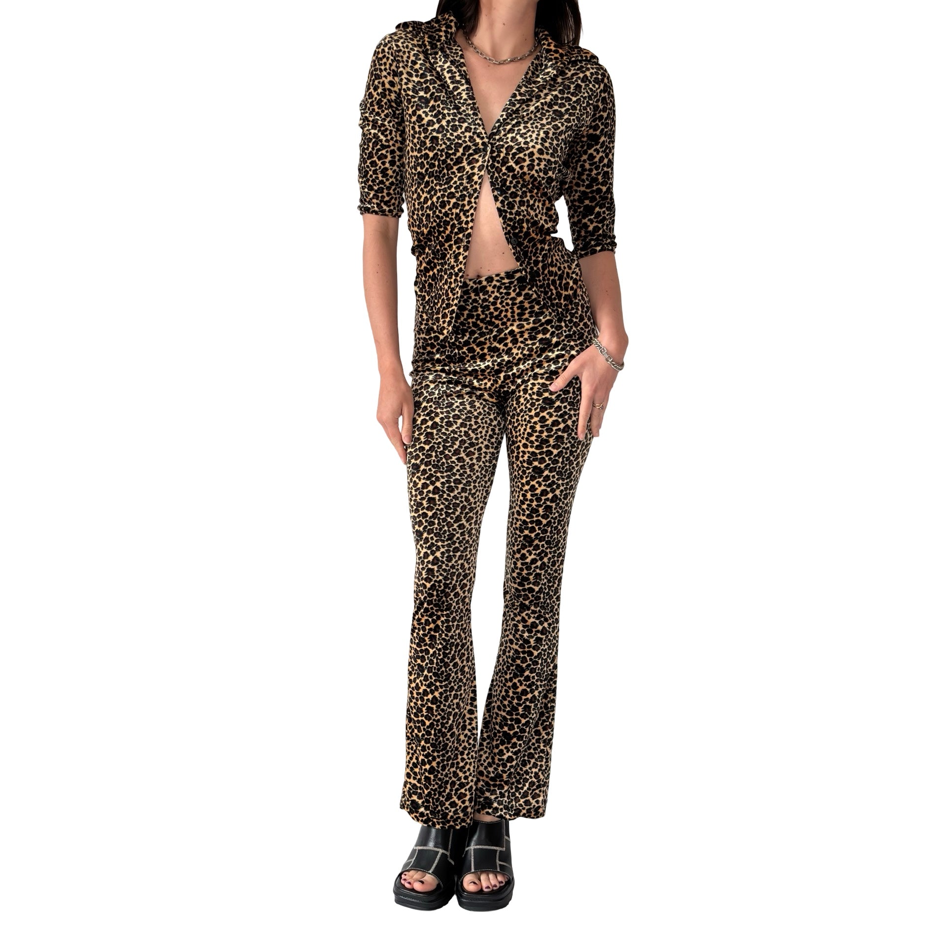 90s Leopard Velvet Two-Piece Set (S)
