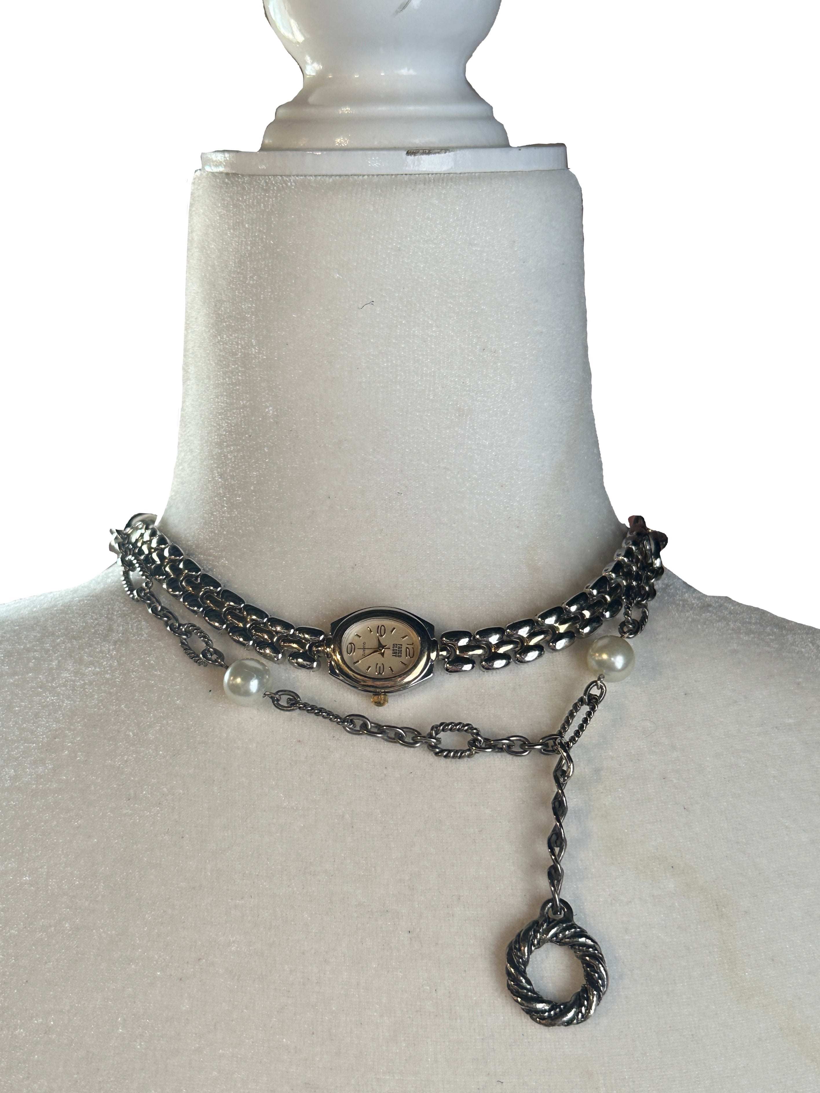 Silver and Gold Clock Choker