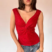 90s Cherry Beaded Top (M/L)