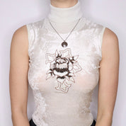 Y2K White Sleeveless Turtleneck (S)