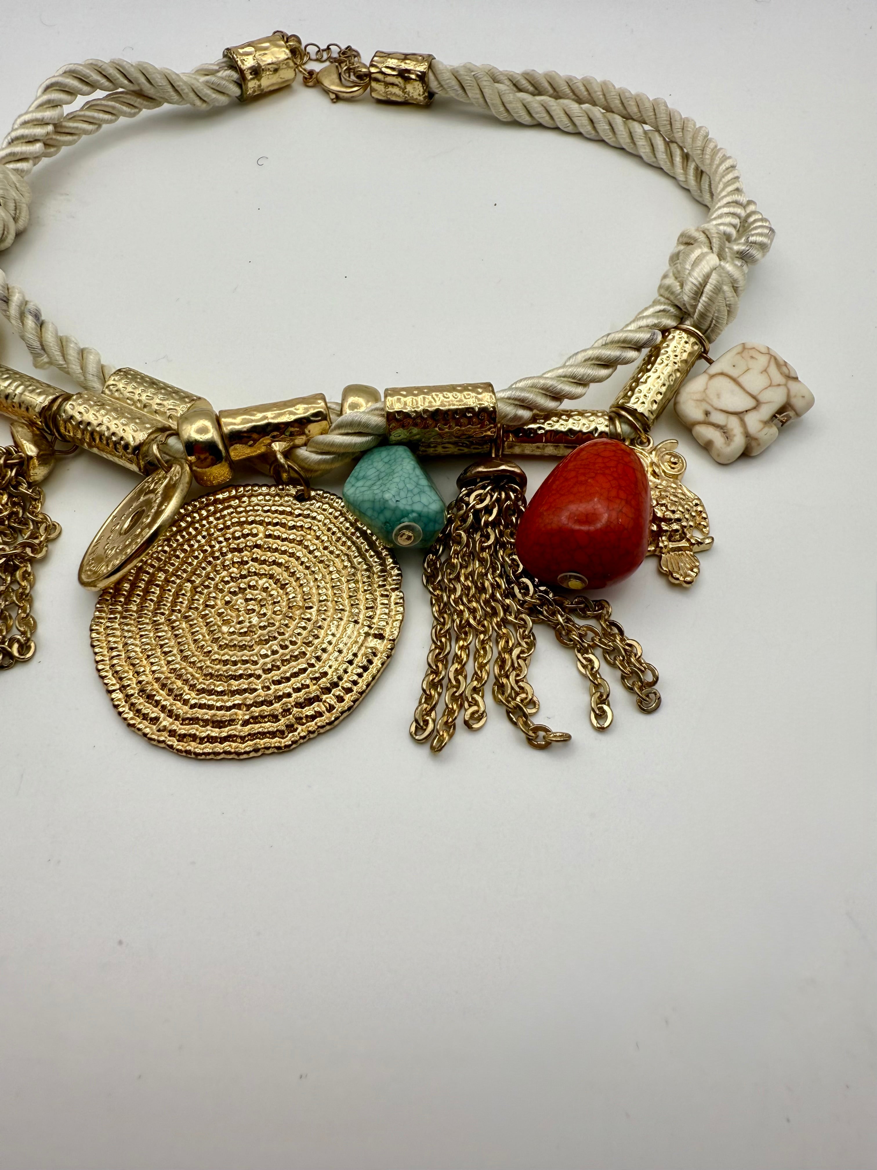 Gold Charm Rope Necklace