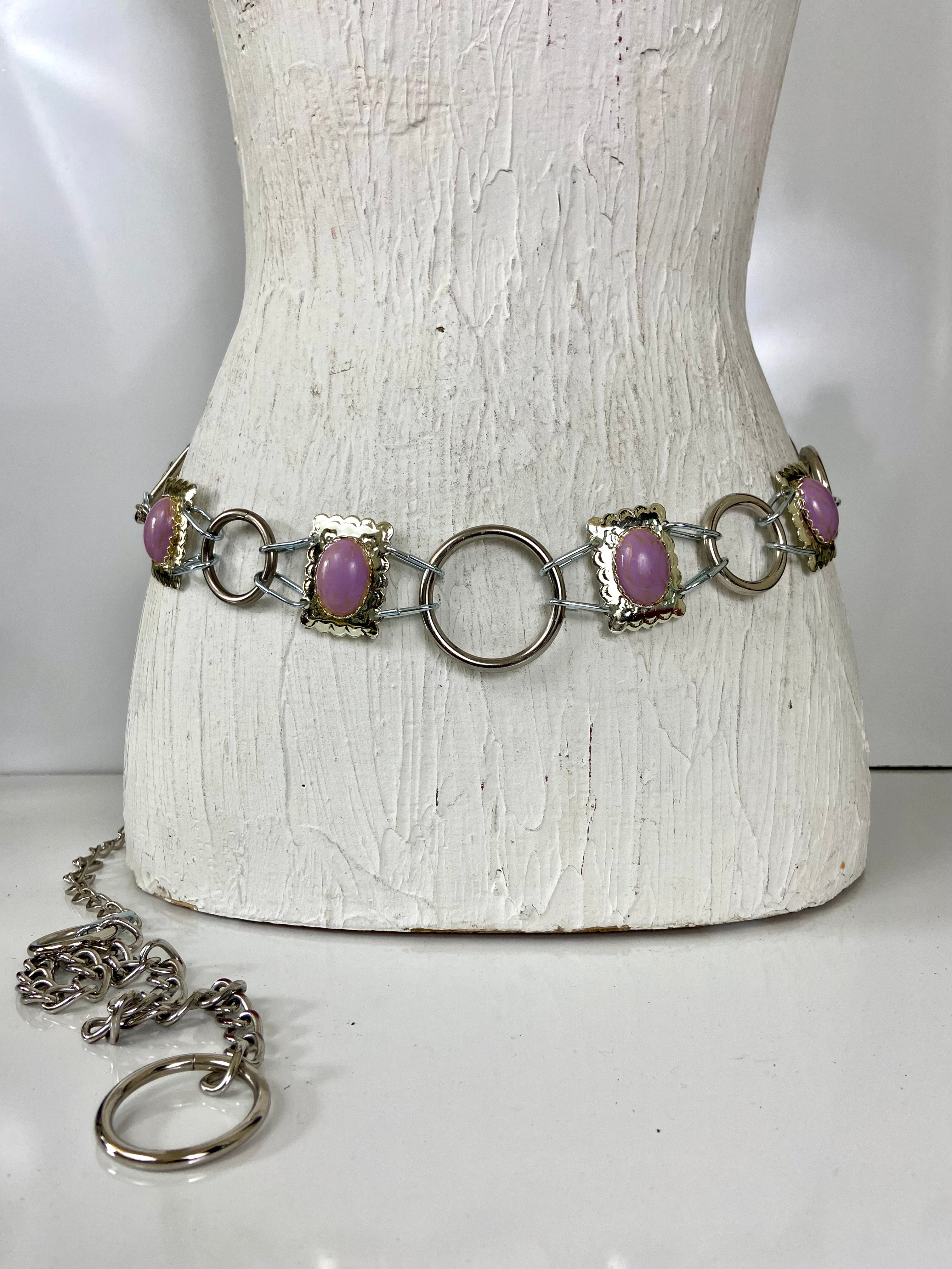 Waist silver chain belt