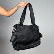 Black Leather Gothic Cross Bag