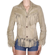 90s Western Tan Suede Fringe Jacket (S)