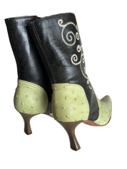 90s Western Ostrich Heeled Boots (5.5)