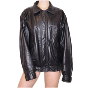 90s Oversized Leather Bomber Jacket (XL/XXL)