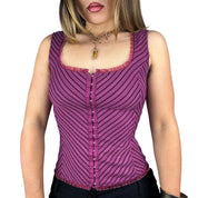 00s Mauve Striped Corset Cami (M)