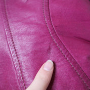 Y2K Sexy Pink Leather Moto Jacket (XS)