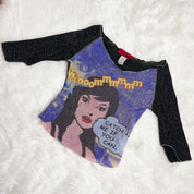 Y2K Sparkly Mesh Comic Book Top (M)