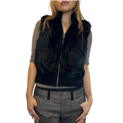 Vintage Black Rabbit Fur Gilet (S)