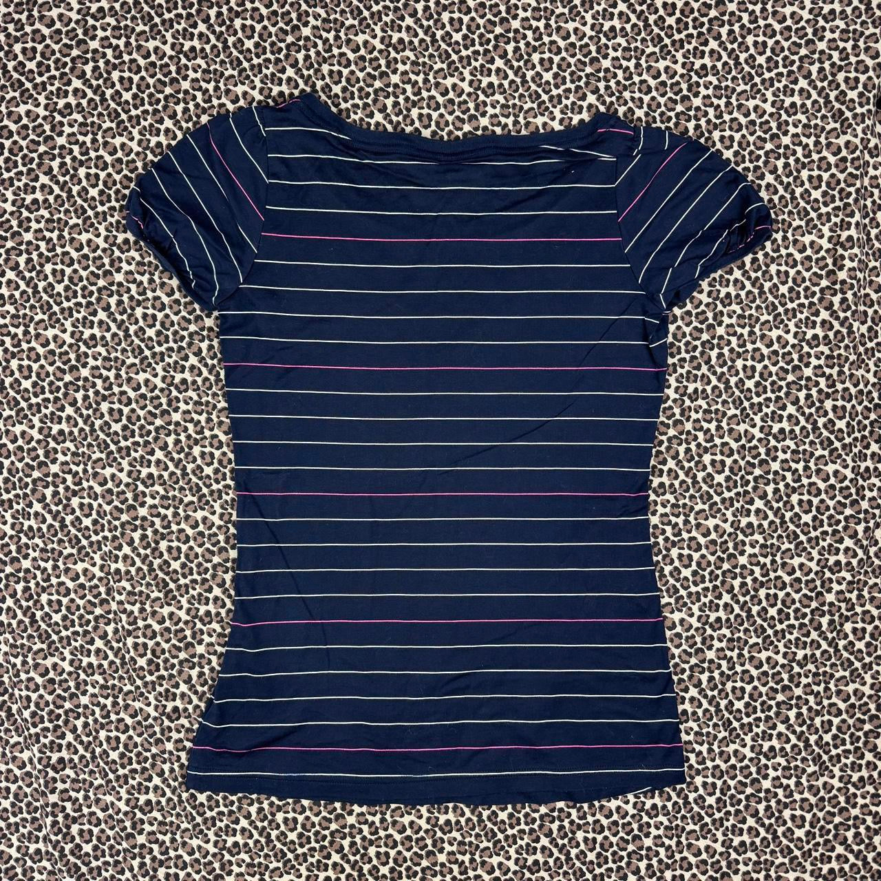Burberry Blue Label Striped Puff Sleeve Baby Tee (S)