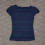 Burberry Blue Label Striped Puff Sleeve Baby Tee (S)