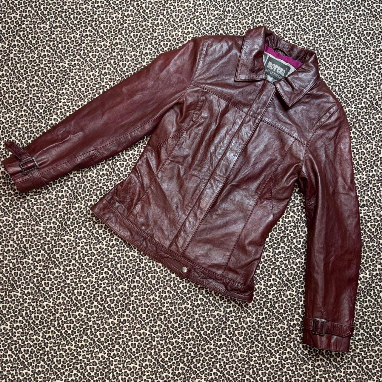 rosewood brown fitted leather jacket (m)