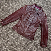rosewood brown fitted leather jacket (m)