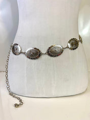 Concho Belt with Engraved Silver Charms