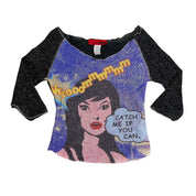 Y2K Sparkly Mesh Comic Book Top (M)