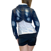 Y2K Denim Cropped Bolero Jacket (S)