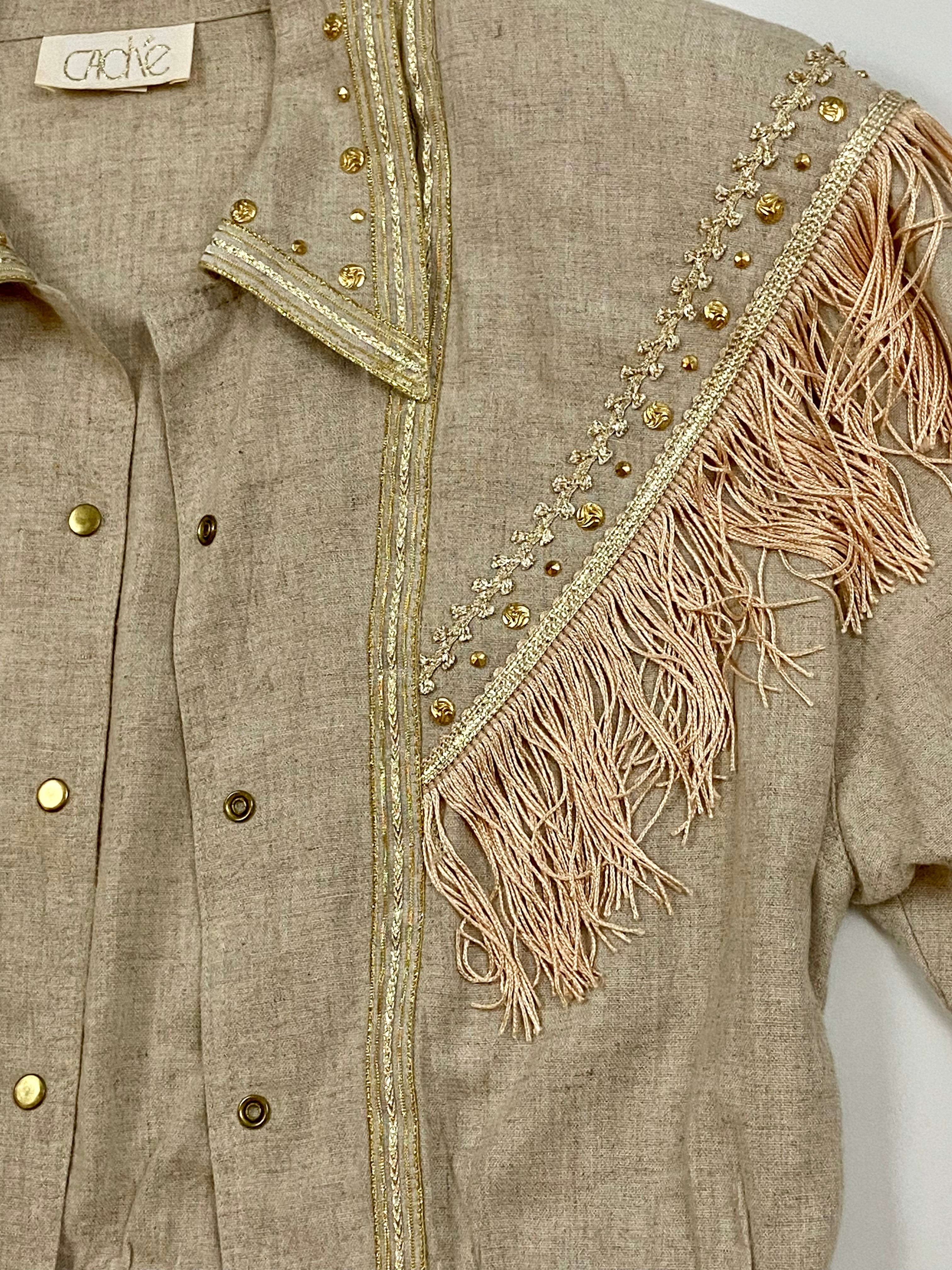 Cache Linen Fringe Tassel Studded
Western Jacket