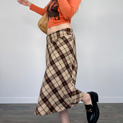 Plaid A-Line Midi Skirt (S/M)