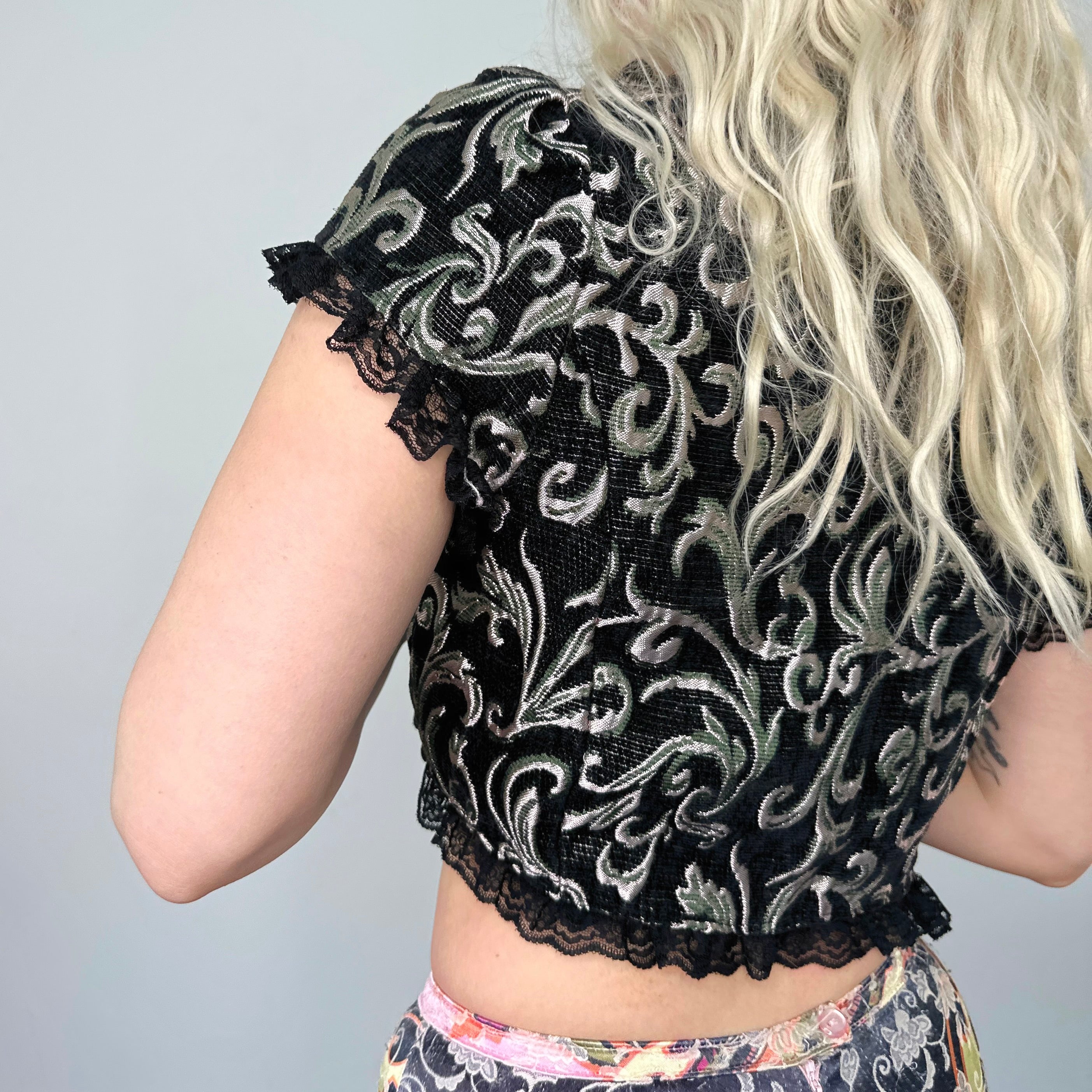 2000s Brocade Lace Crop Top (M) – Holy Thrift