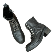 Vintage Italian Black Grunge Moto Biker Boots (UK 6 EU 39 US 8)