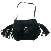 2010s Black Suede Fringe Bag
