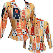 70s mod AOP girl blouse (S)